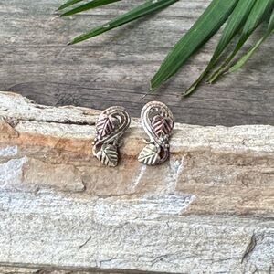 Black Hills Gold Sterling Earring with Gold Accents